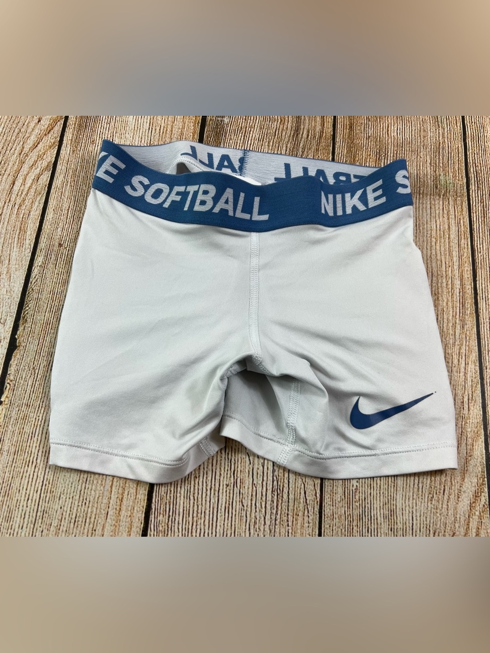 Nike Dri-Fit Girls Softball Sliding Shorts White Blue Size Small Youth